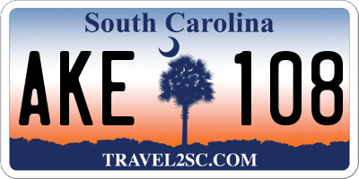 SC license plate AKE108