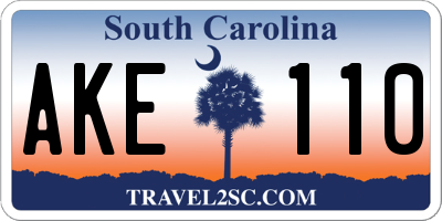 SC license plate AKE110