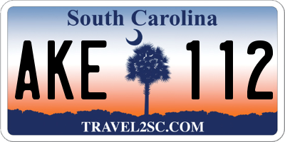 SC license plate AKE112