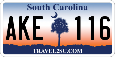 SC license plate AKE116
