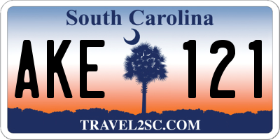 SC license plate AKE121