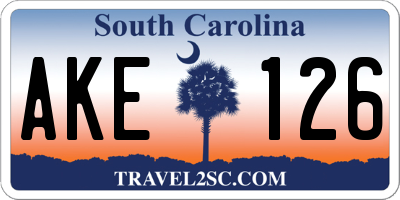 SC license plate AKE126
