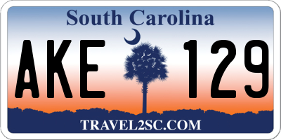 SC license plate AKE129