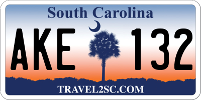 SC license plate AKE132