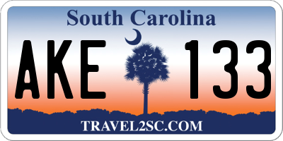 SC license plate AKE133