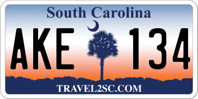 SC license plate AKE134
