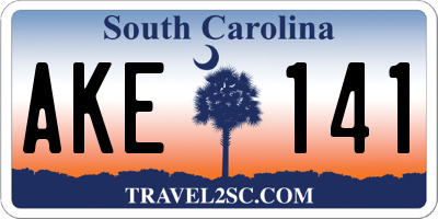 SC license plate AKE141