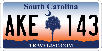 SC license plate AKE143