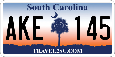 SC license plate AKE145