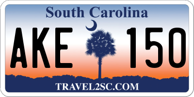 SC license plate AKE150