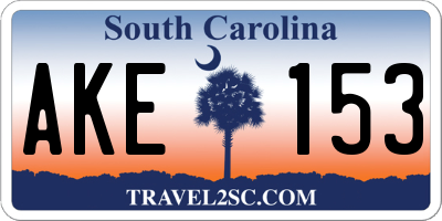 SC license plate AKE153