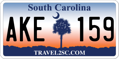 SC license plate AKE159