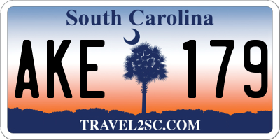 SC license plate AKE179