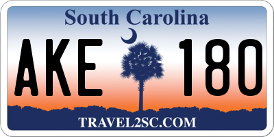 SC license plate AKE180