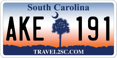 SC license plate AKE191