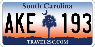 SC license plate AKE193
