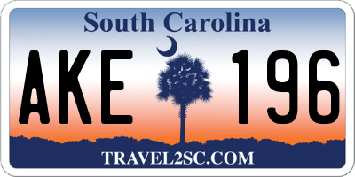 SC license plate AKE196