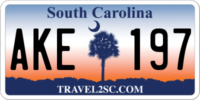 SC license plate AKE197