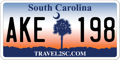 SC license plate AKE198