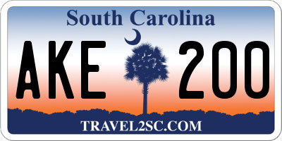 SC license plate AKE200