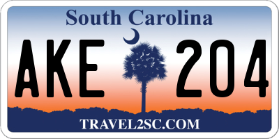 SC license plate AKE204