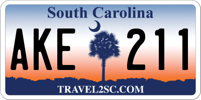 SC license plate AKE211