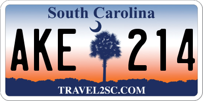 SC license plate AKE214