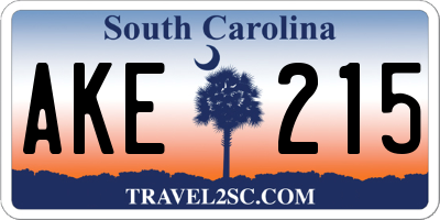 SC license plate AKE215