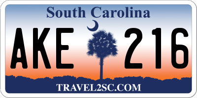 SC license plate AKE216
