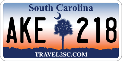 SC license plate AKE218