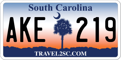 SC license plate AKE219