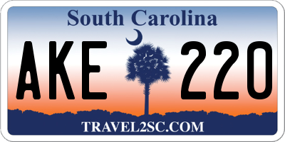 SC license plate AKE220