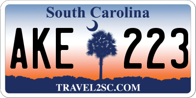 SC license plate AKE223