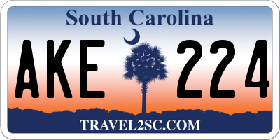 SC license plate AKE224