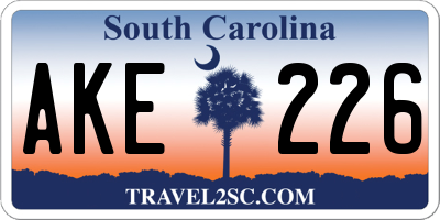 SC license plate AKE226