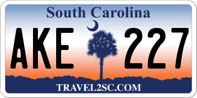 SC license plate AKE227