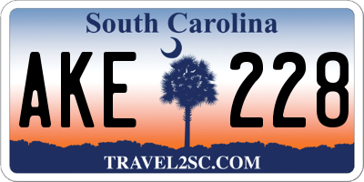 SC license plate AKE228
