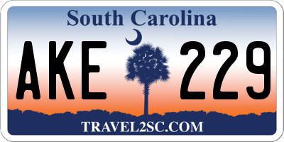 SC license plate AKE229