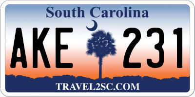 SC license plate AKE231