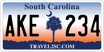 SC license plate AKE234