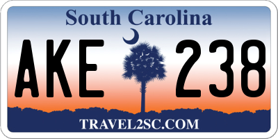 SC license plate AKE238
