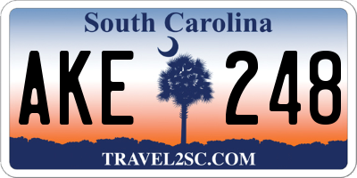 SC license plate AKE248