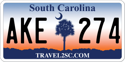 SC license plate AKE274