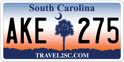 SC license plate AKE275