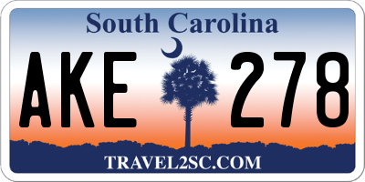 SC license plate AKE278