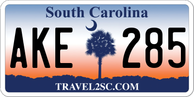 SC license plate AKE285