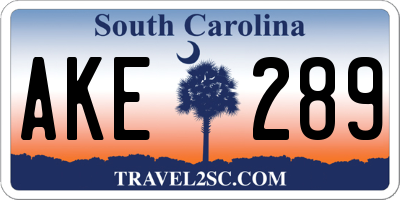 SC license plate AKE289
