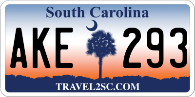 SC license plate AKE293