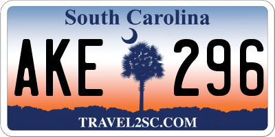 SC license plate AKE296