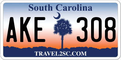 SC license plate AKE308